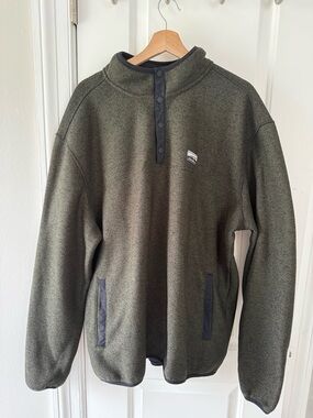 Men's Eddie Bauer Olive Green Snap-Placket Fleece Pullover